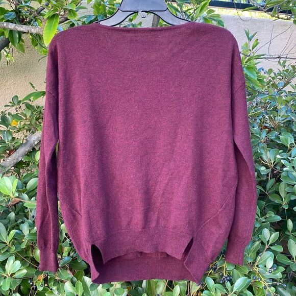 ZADIG & VOLTAIRE Burgundy Crew Neck Sweater w/ Leather Piping. Size Small. EUC! - Picture 2 of 4